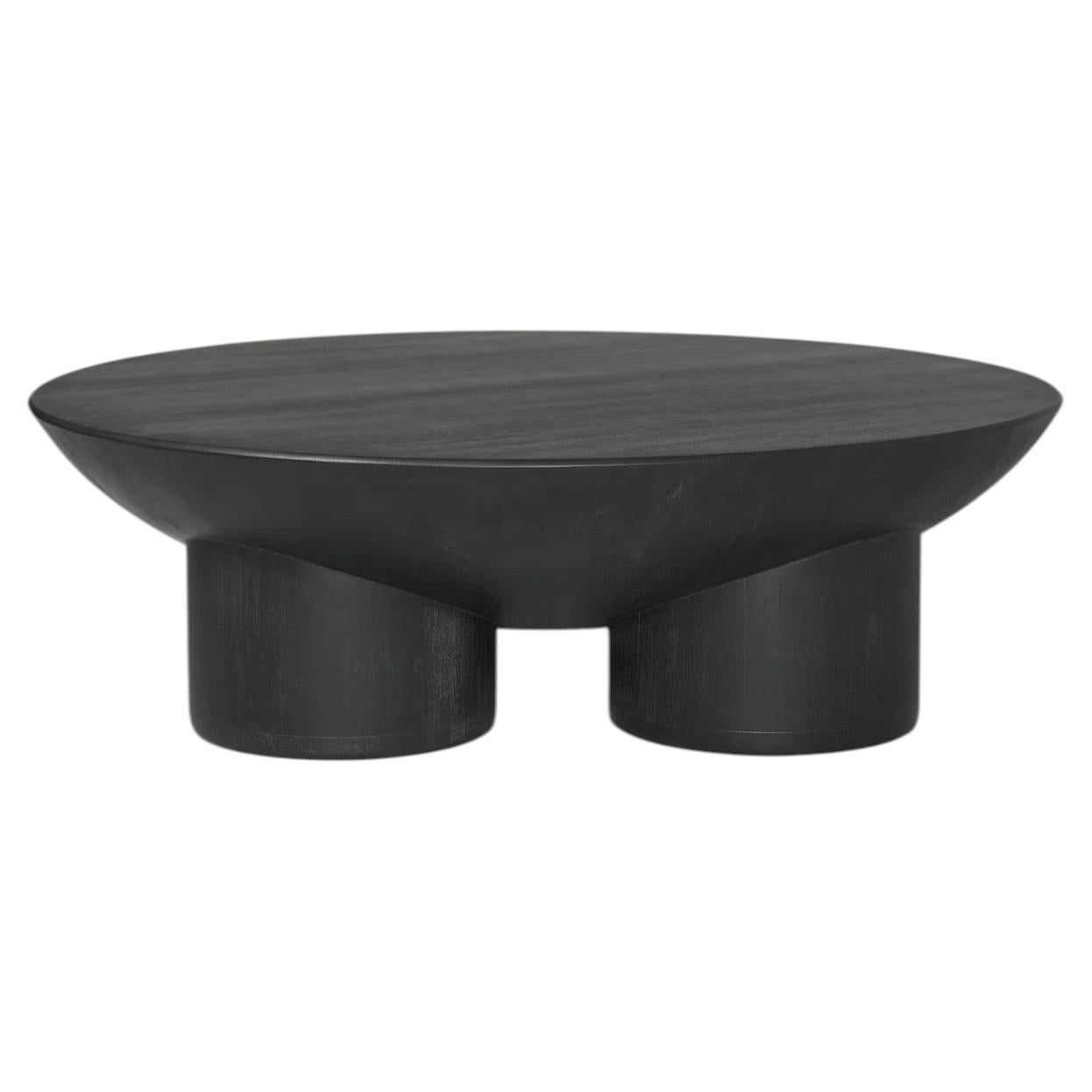 Metate Black Wood Coffee Table by David Del Valle
