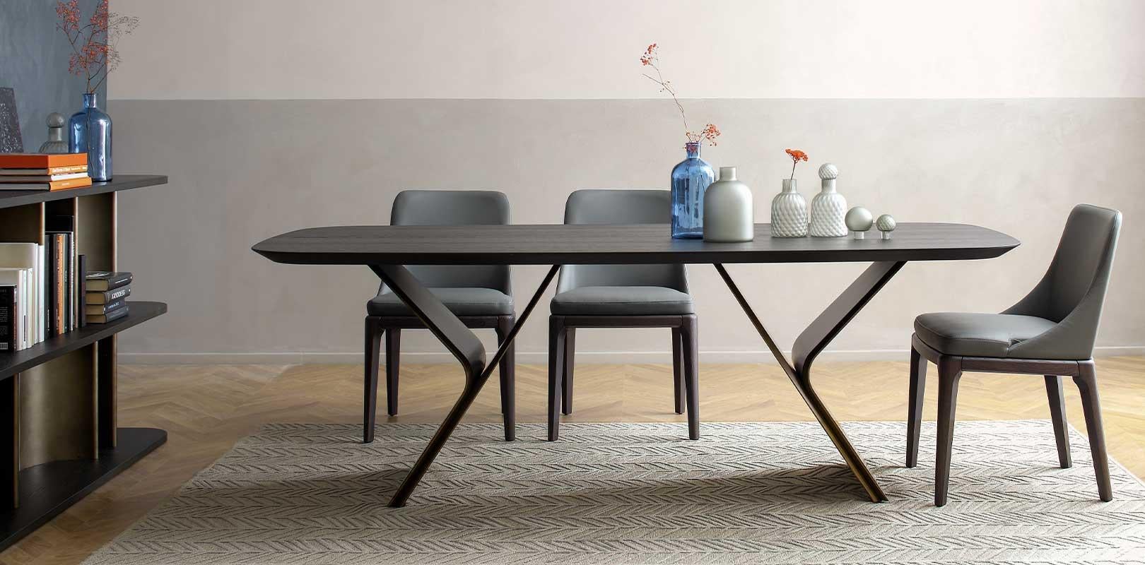 Metaverso Laguna Oak Dining Table, 8 Seats, by Morica Design
Dimensions: D 100 x W 220 x H 75 cm.
Materials: Laguna oak, oxidized bronze.

Available in 6, 8, or 10 seats.

Table with MDF legs painted with a cloudy metal effect in oxidized bronze.