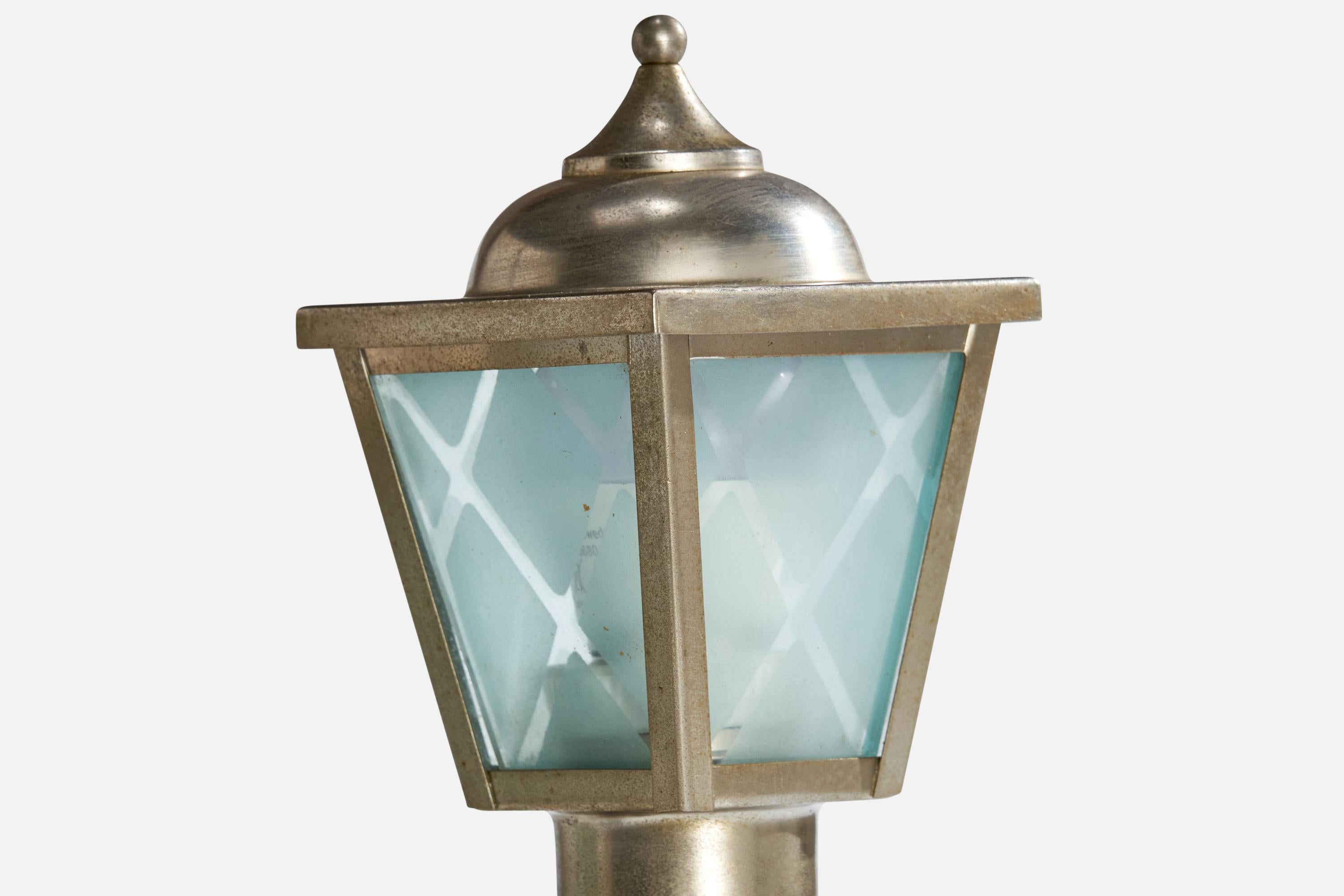 Metawa Holland, Lampada da tavolo, vetro, peltro, Paesi Bassi, anni '50 in vendita 1