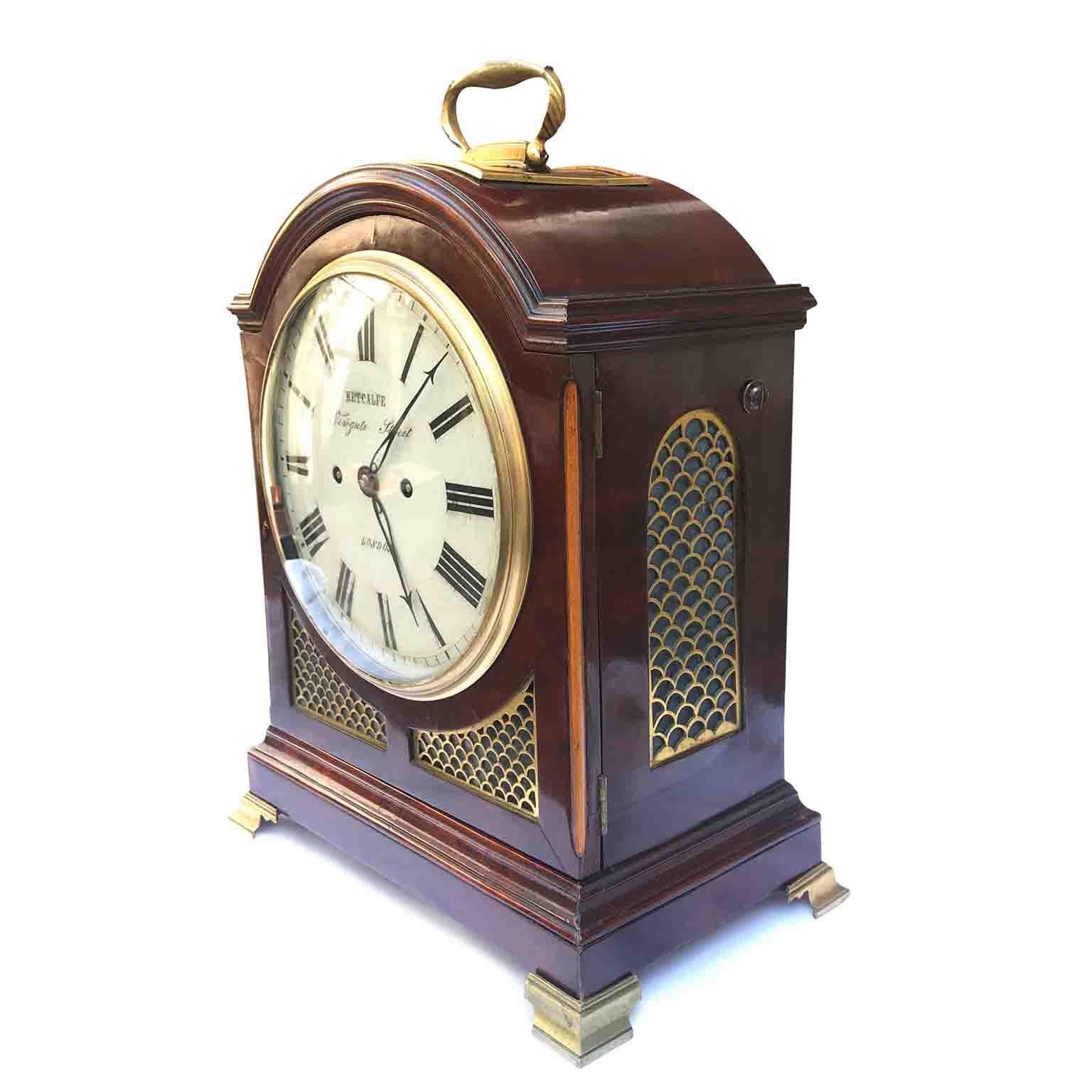 Metcalfe London 19th Century George III Mahogany Bracket Clock 9