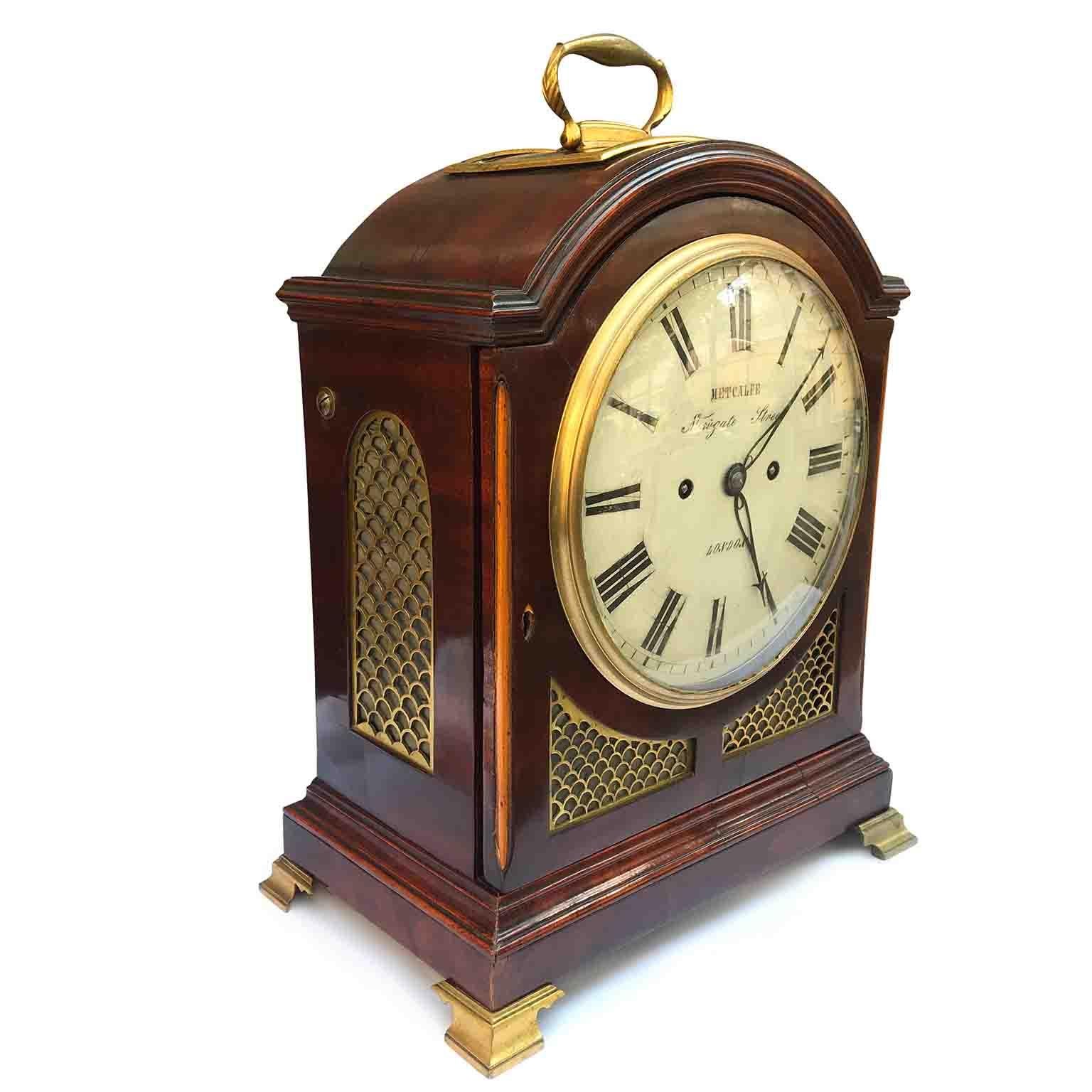 Metcalfe London 19th Century George III Mahogany Bracket Clock 10