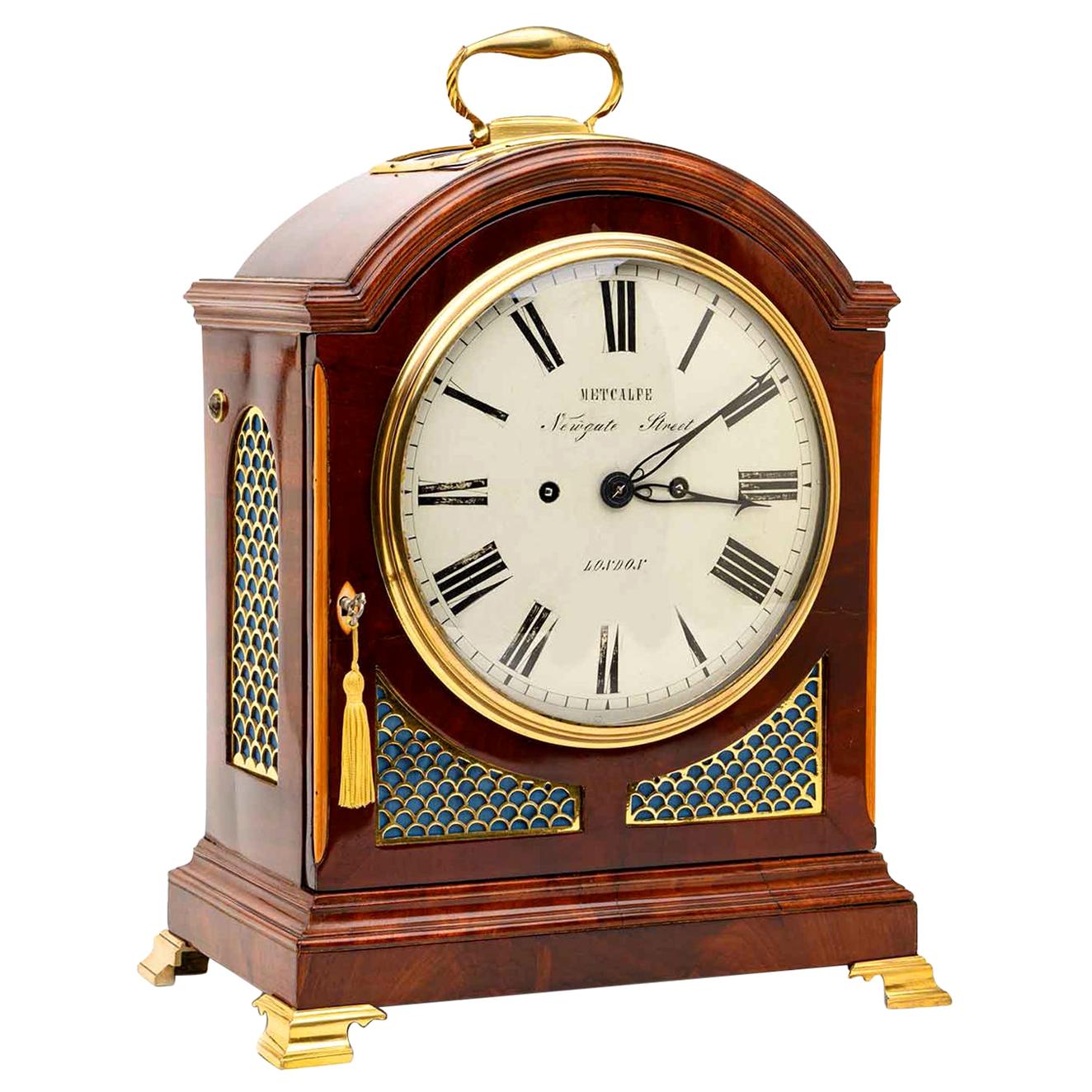 Metcalfe London 19th Century George III Mahogany Bracket Clock