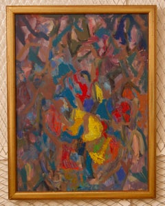 Abstract Piece - Mid 20th Century Colourful Oil on Canvas by Metchiled Naviasky