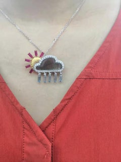 Meteo 18 Karat Rose Gold, Diamonds and Rubies Convertible Brooch-Pendant