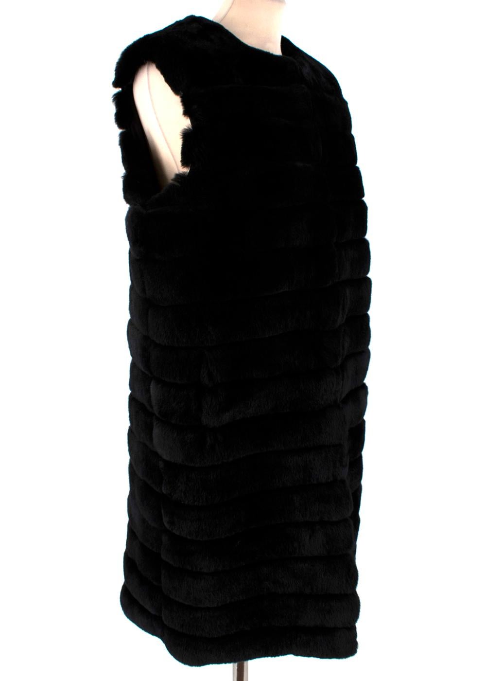 Meteo by Yves Salomon Black Long Rabbit Fur Gilet - Size 38 For Sale 2
