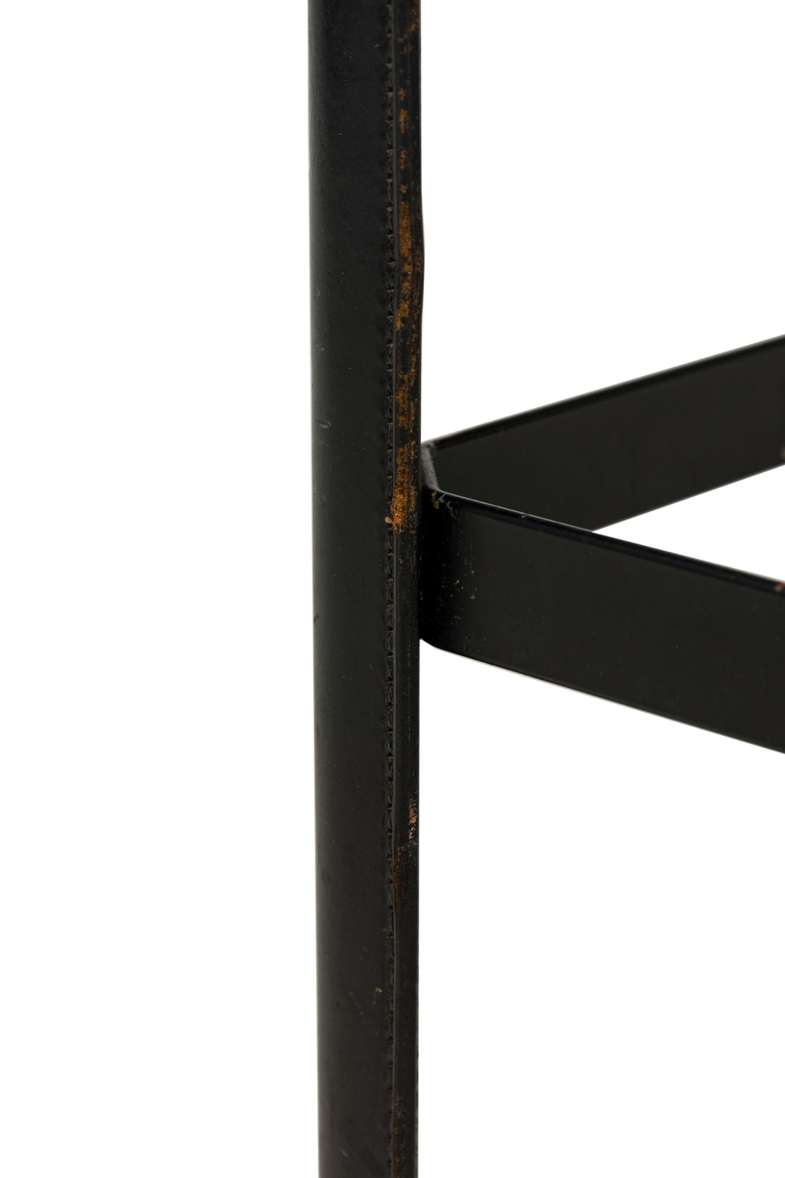 Meteo Grassi Contemporary Italian Black Leather and Wood Bar Stool 2