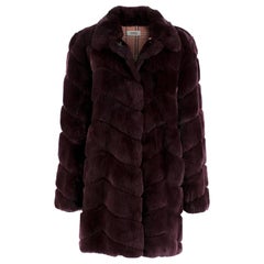 Meteo Yves Salomon Burgundy Rex Rabbit Fur Coat S