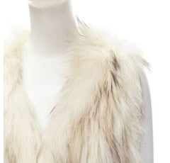 METEO YVES SALOMON Cremefarbeneccoon-Pelzweste IT36 XS