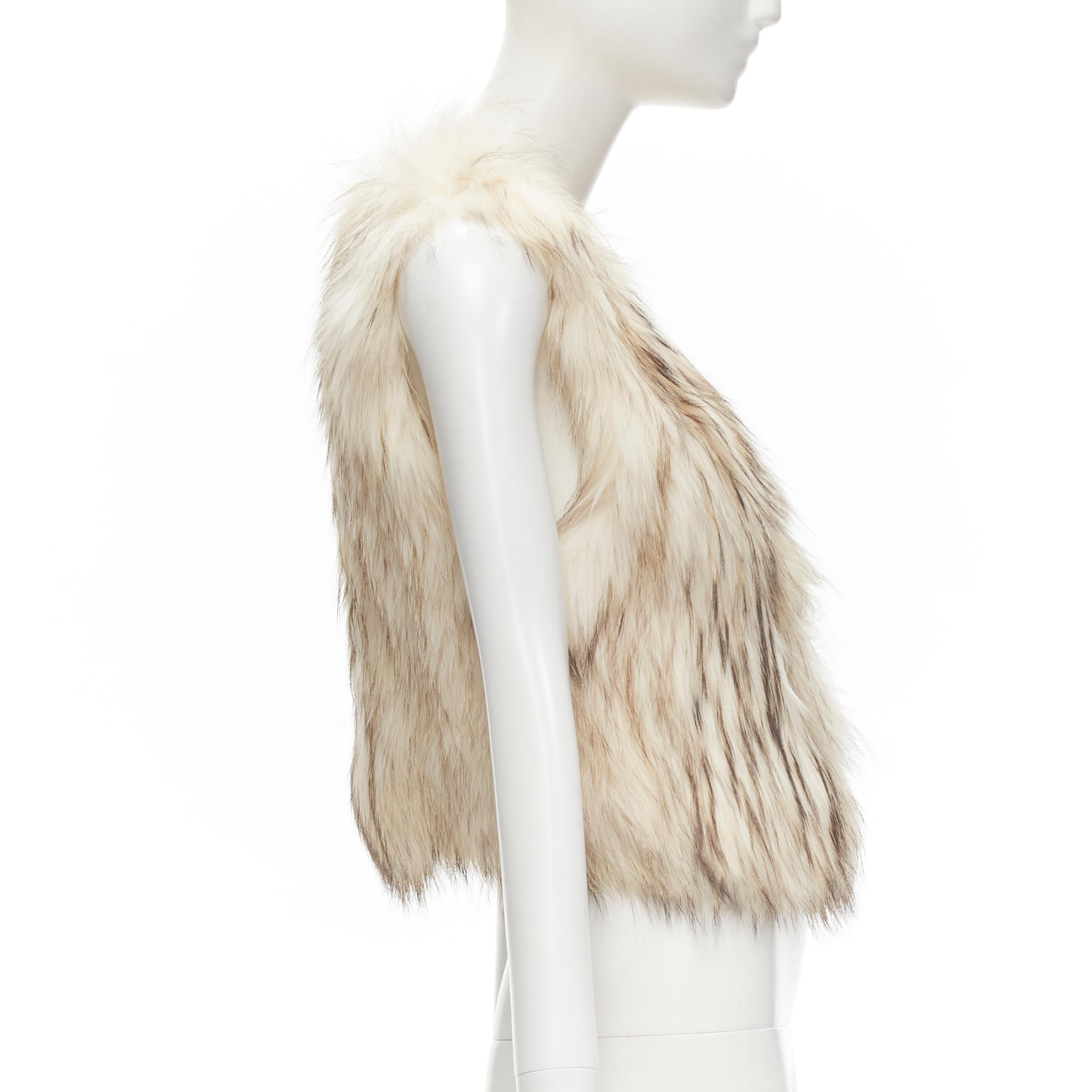 Women's METEO YVES SALOMON cream raccoon fur vest jacket IT36 XS For Sale