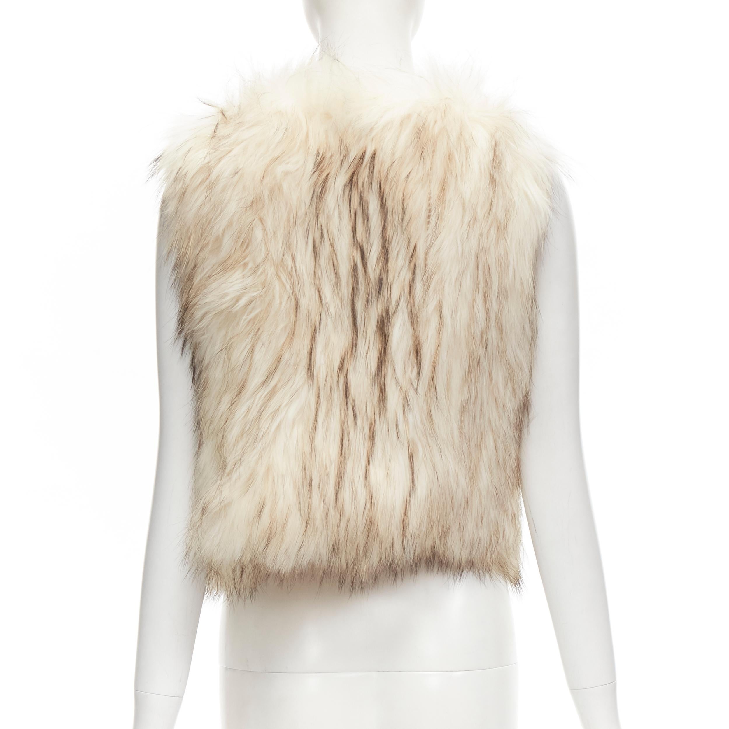 METEO YVES SALOMON cream raccoon fur vest jacket IT36 XS For Sale 1