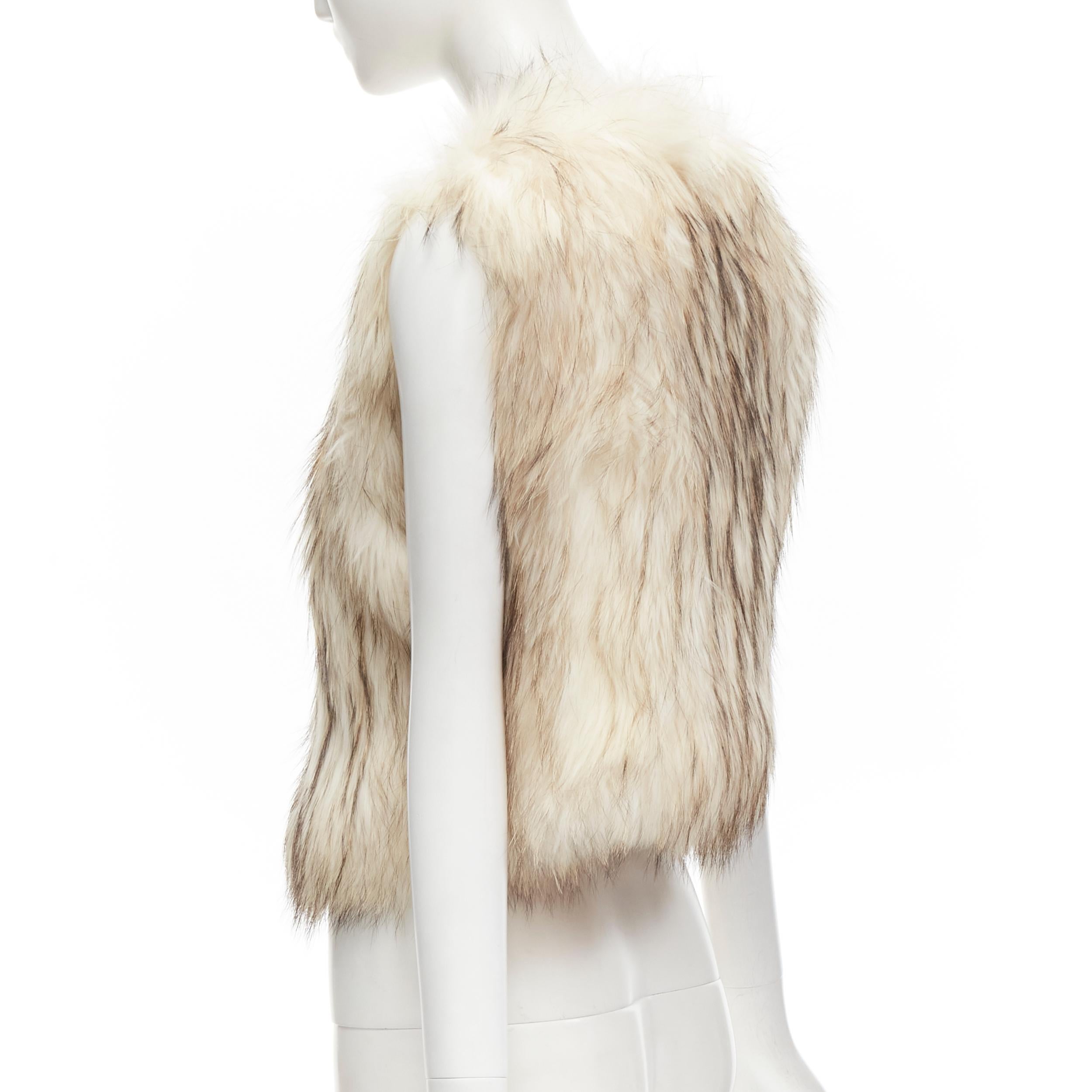 METEO YVES SALOMON cream raccoon fur vest jacket IT36 XS For Sale 2