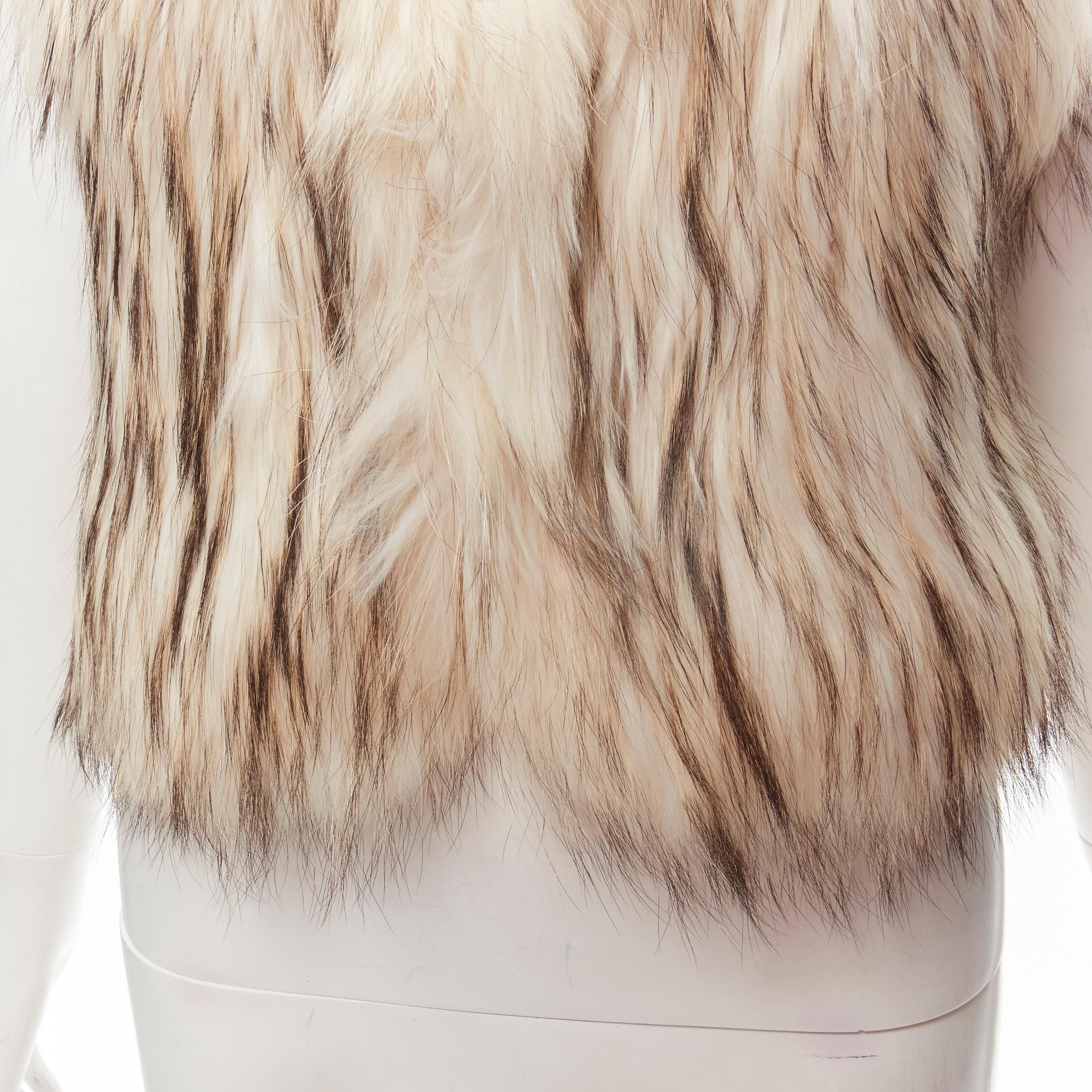 METEO YVES SALOMON cream raccoon fur vest jacket IT36 XS For Sale 3