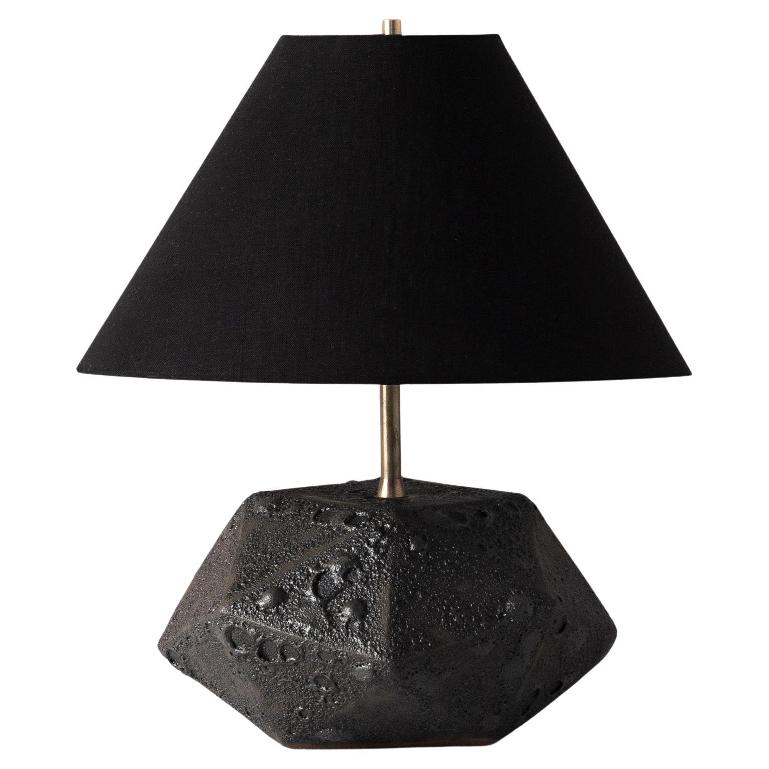 Meteor - Textured Black Ceramic Table Lamp For Sale