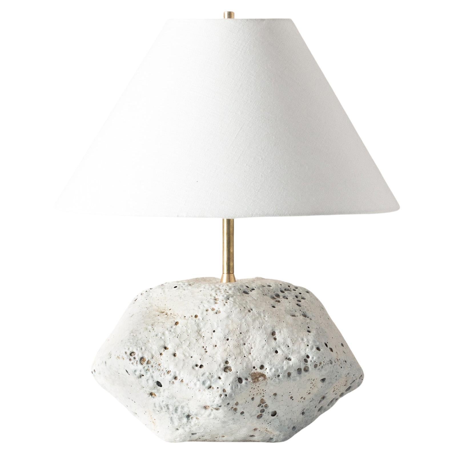 Meteor - Textured White Ceramic Table Lamp For Sale