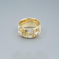 Anillo "Meteoro" de diamantes amarillos en oro amarillo de 14 ct