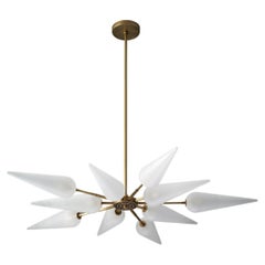 Meteora Ceiling Fixture in Natural Brass & Blown Opal Glass, Blueprint Lighting