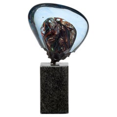 Meteorite 02, a blue glass, steel & granite abstract sculpture by Jon Lewis