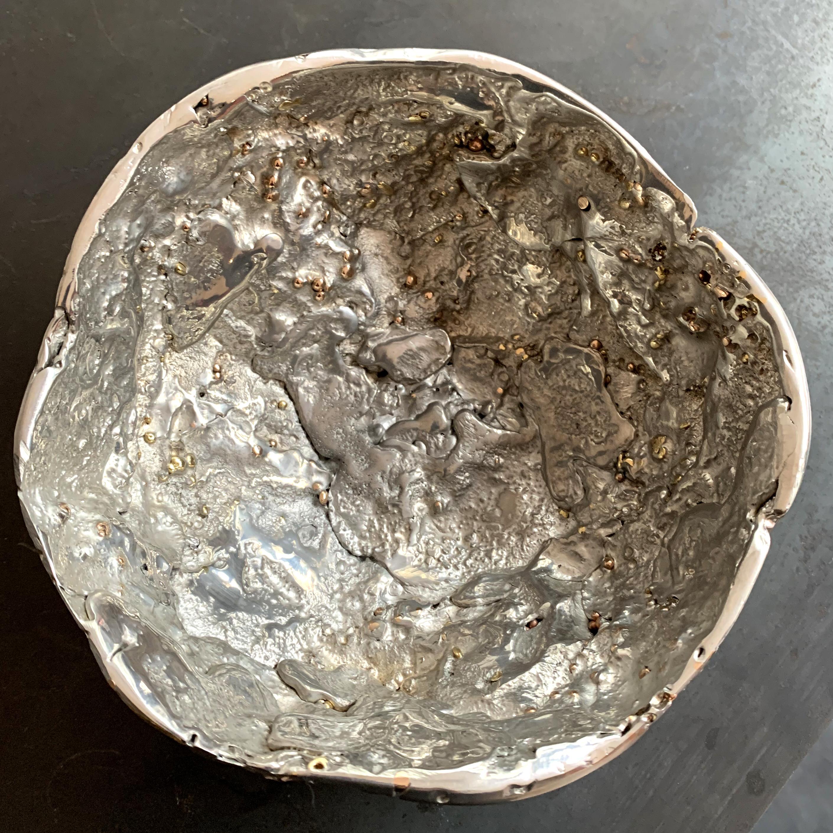 21st Century - Meteorite Bowl XLA 8 - Pewter Bronze Brass Xavier Lavergne France For Sale 3