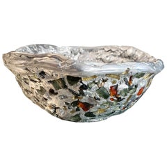 "Meteorite bowl XLA3", Melted Pewter and Venice Murano Glass