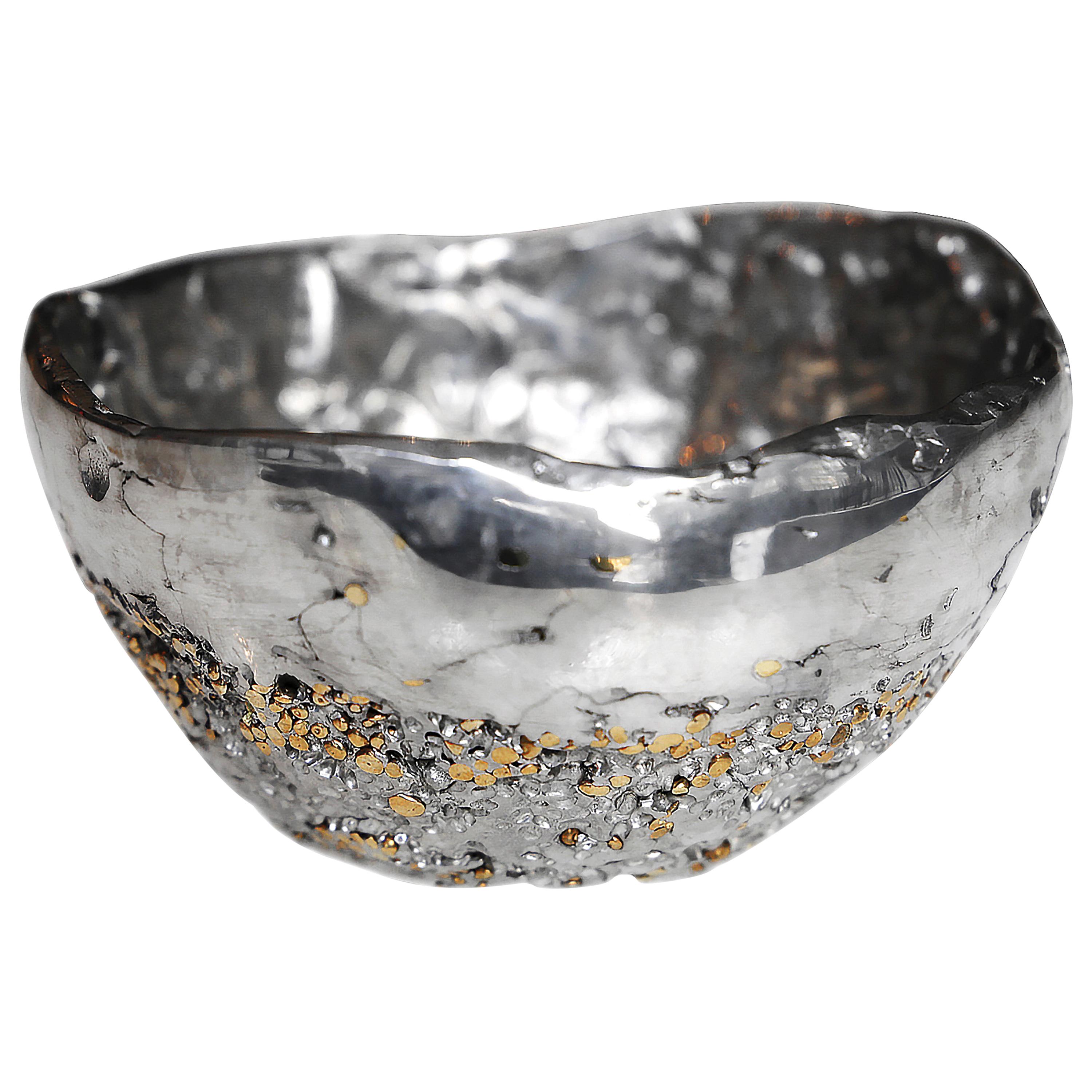 "Meteorite cup XLA2", Melted Pewter and Brass Grains
