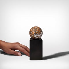 Meteorite Display Piece, Iron Meteorite Sphere with Metallic Matrix and Peridot