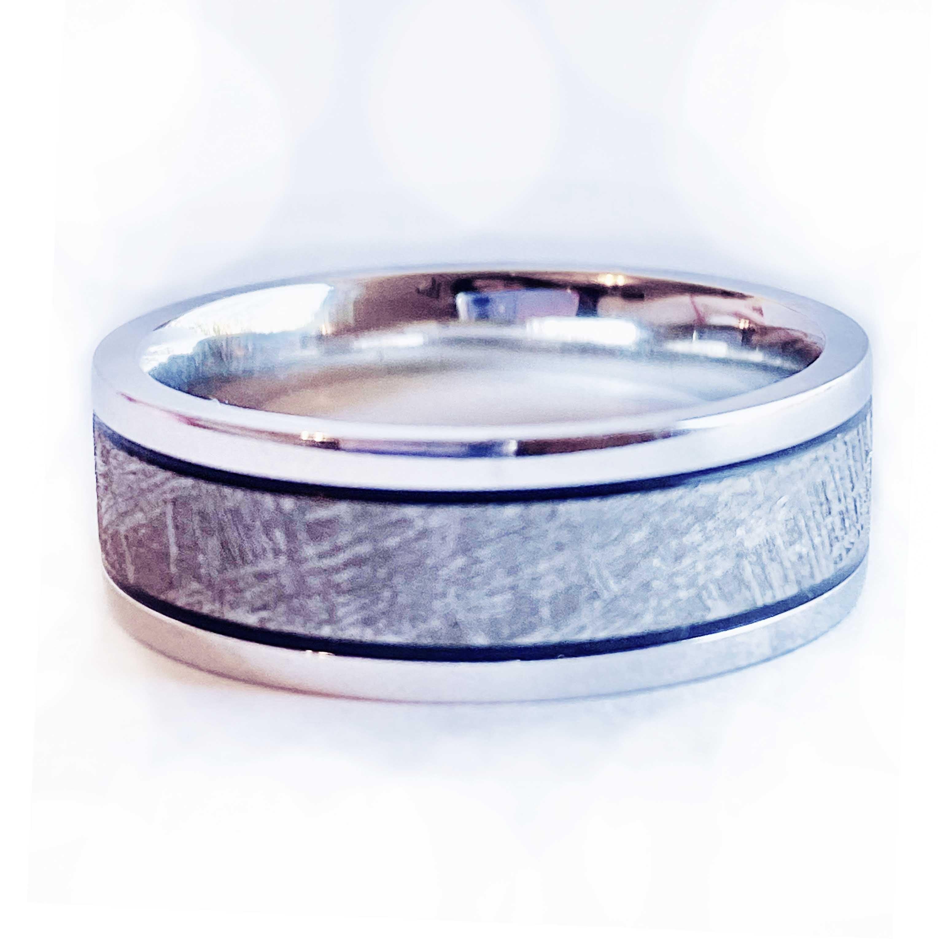 For Sale:  Meteorite Distressed Men's Custom Wedding Band, Cobalt Chrome Man's Wedding Band 4