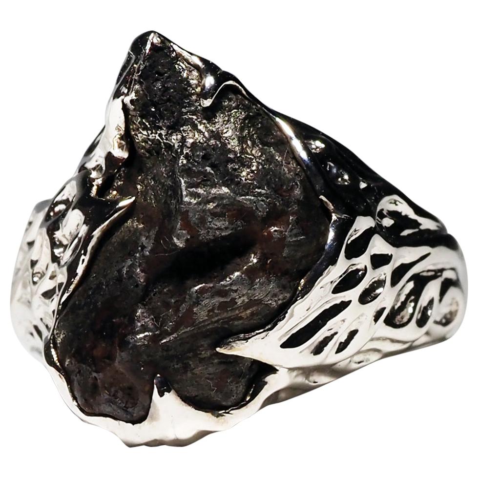Meteorite gold ring Engagement unique Mens Unisex Jewelry Cosmos