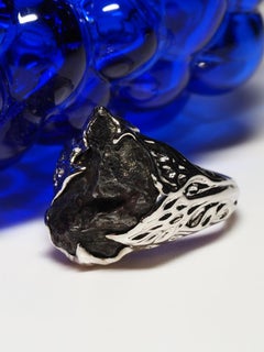 Meteorite gold ring Engagement unique Mens Unisex Jewelry Cosmos