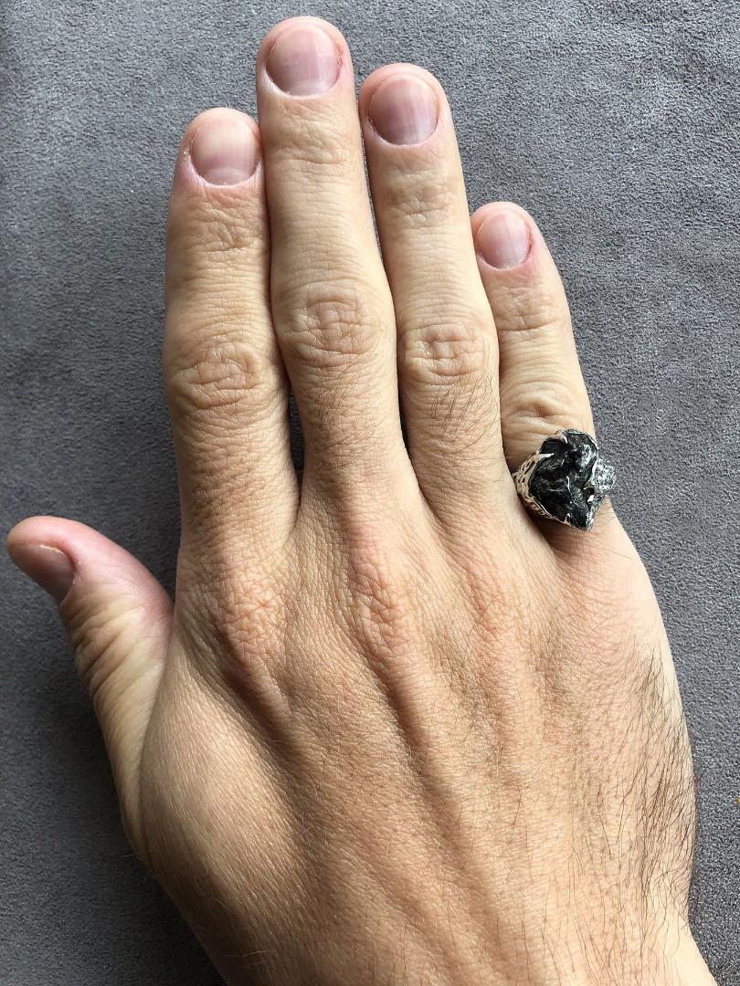 Artisan Meteorite Gold Ring Promise Unique Mens Jewelry Planet Ring For Sale
