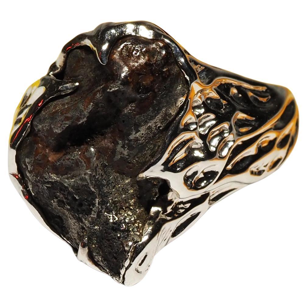 Meteorite Gold Ring Promise Unique Mens Jewelry Planet Ring For Sale