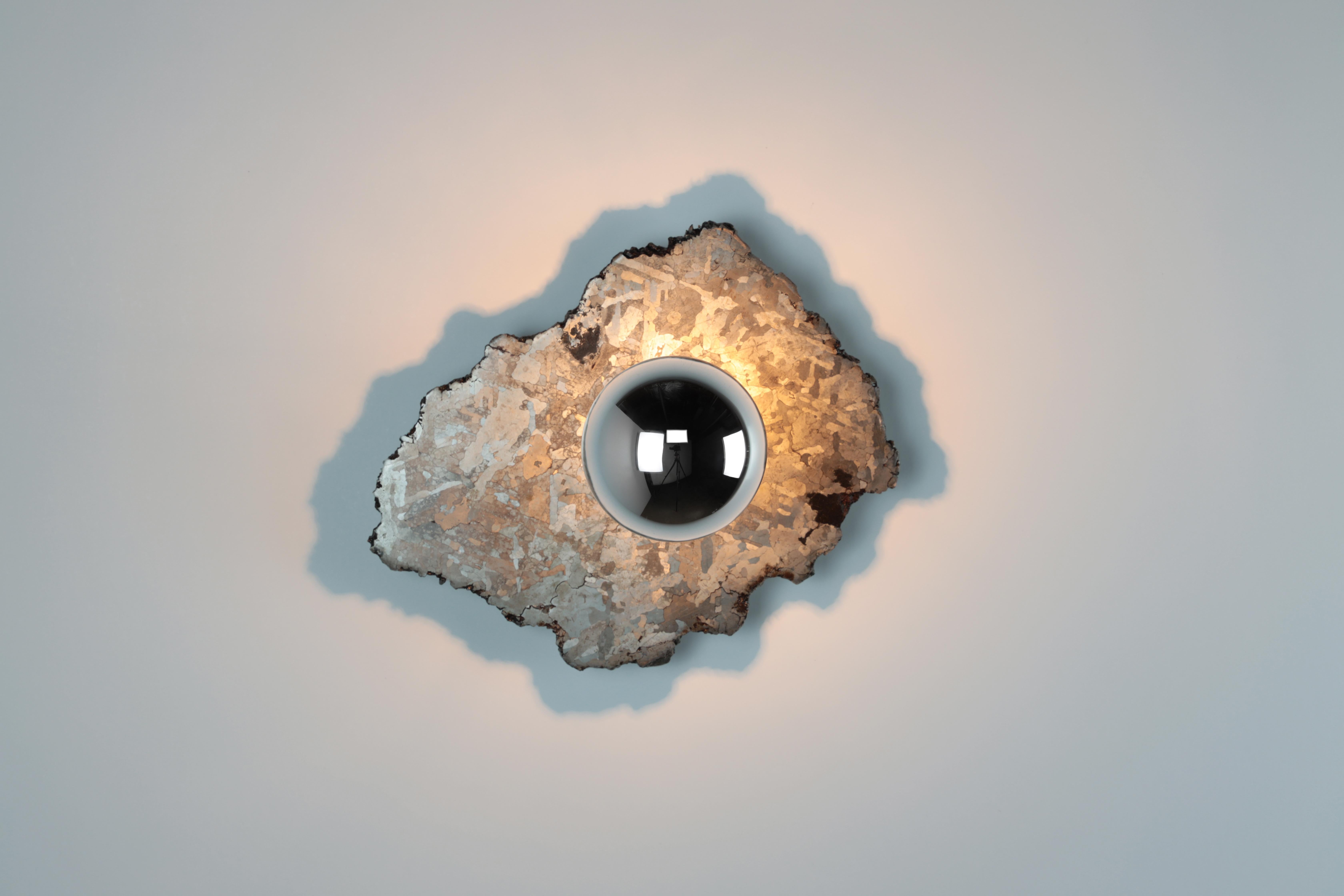 American Meteorite Sconce 'A' with Half Chromed Bulbs, 2021 by Christopher Kreiling