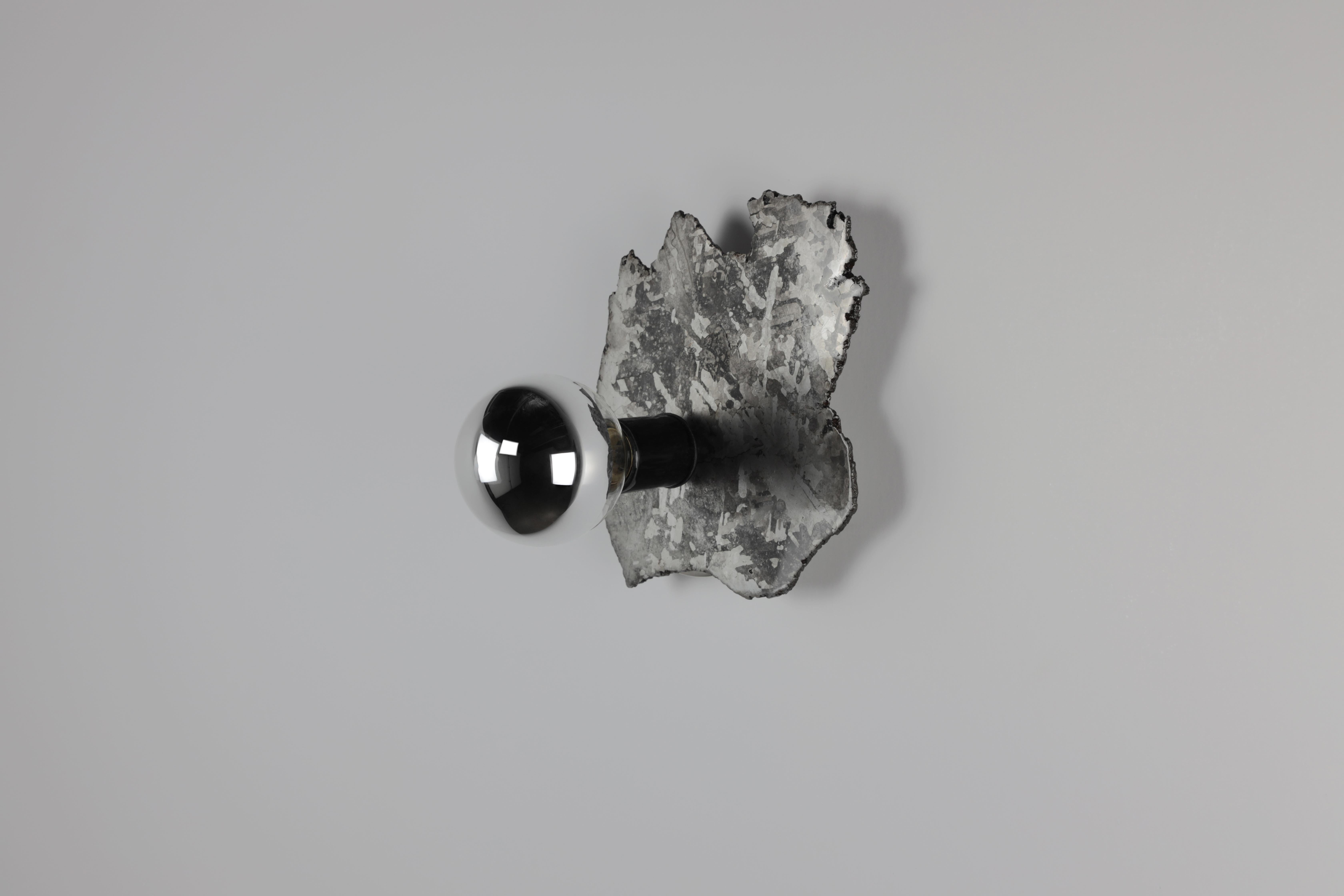 Organic Modern Meteorite Sconce 'B' with Half Chromed Bulb, 2020 by Christopher Kreiling Studio
