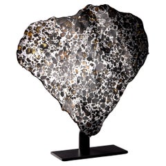 Meteorite Slice with Crystalized Metal and Peridot Gems Meteorite Slice with Crystalized Metal and Peridot Gems