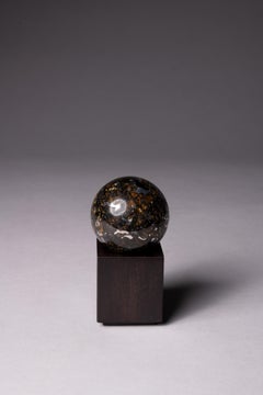 Meteorite Sphere from the Seymchan Meteorite with Amber-Coloured Olivine Gems