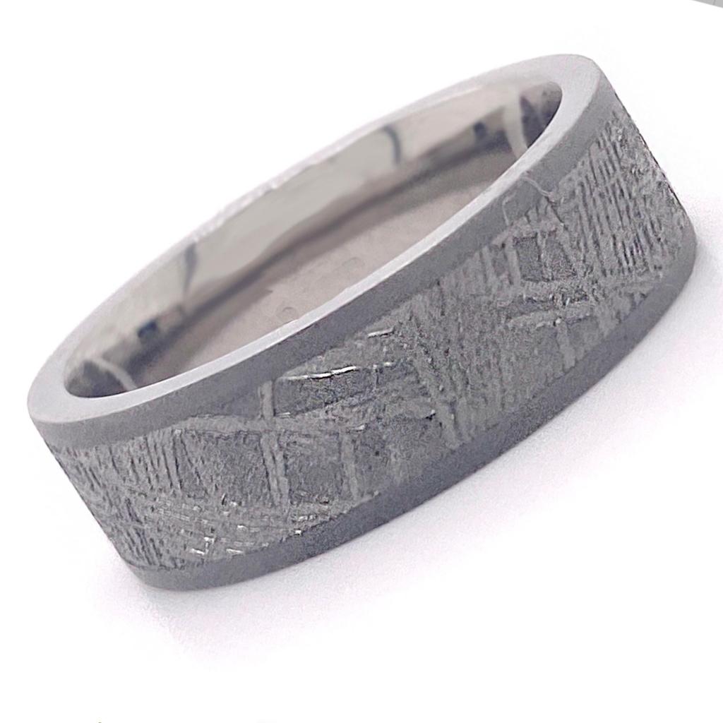 For Sale:  Meteorite Titanium 7mm Band, Distressed Finish Comfort Fit Wedding Ring 6