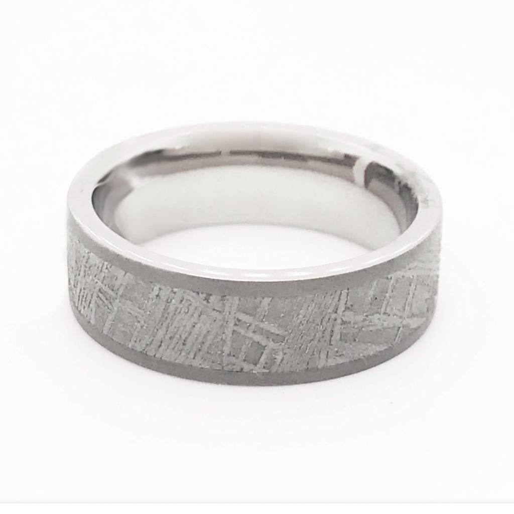 For Sale:  Meteorite Titanium 7mm Band, Distressed Finish Comfort Fit Wedding Ring 7