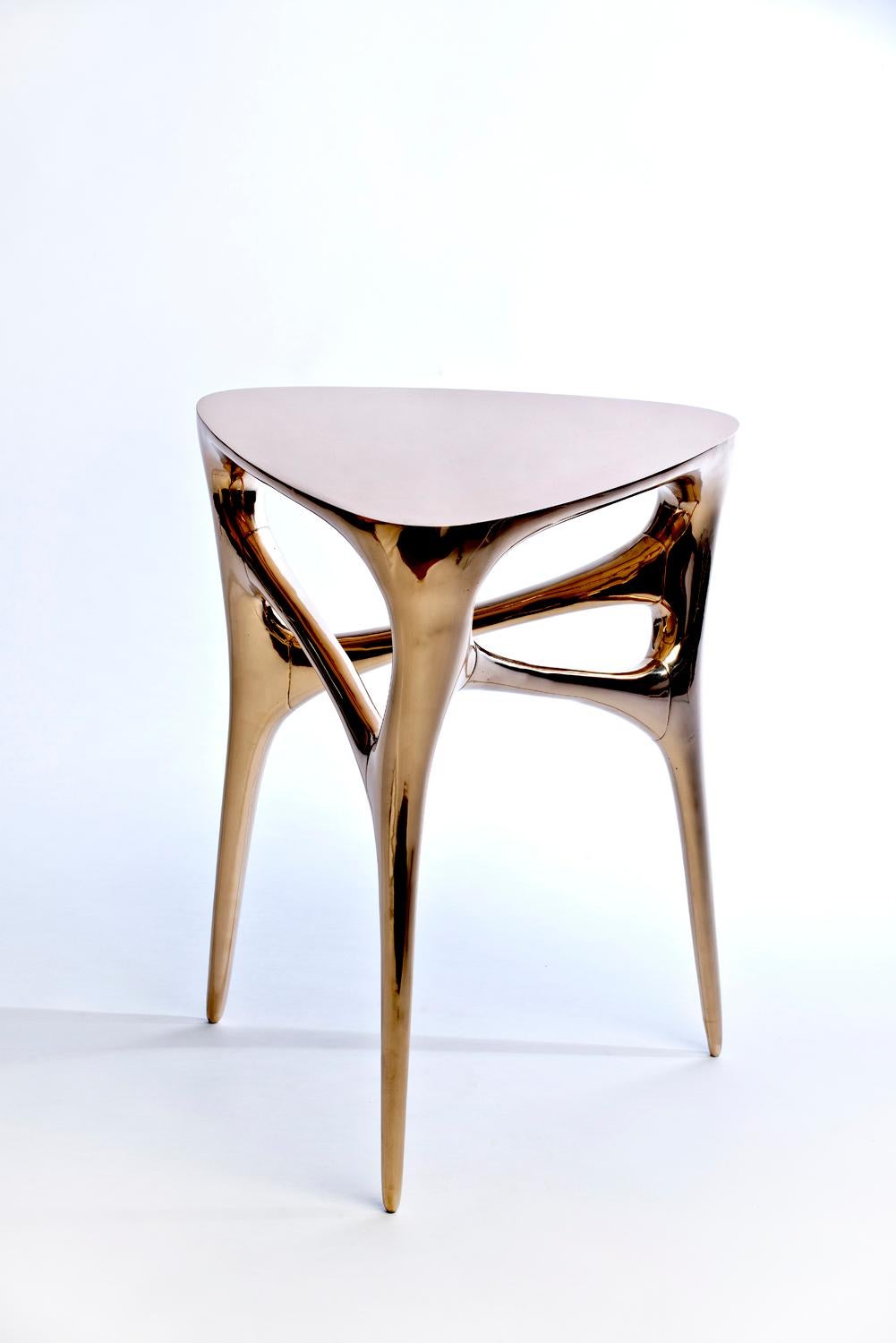Methodology Side Table in Cast and Polished Bronze by Timothy Schreiber In New Condition In Philadelphia, PA