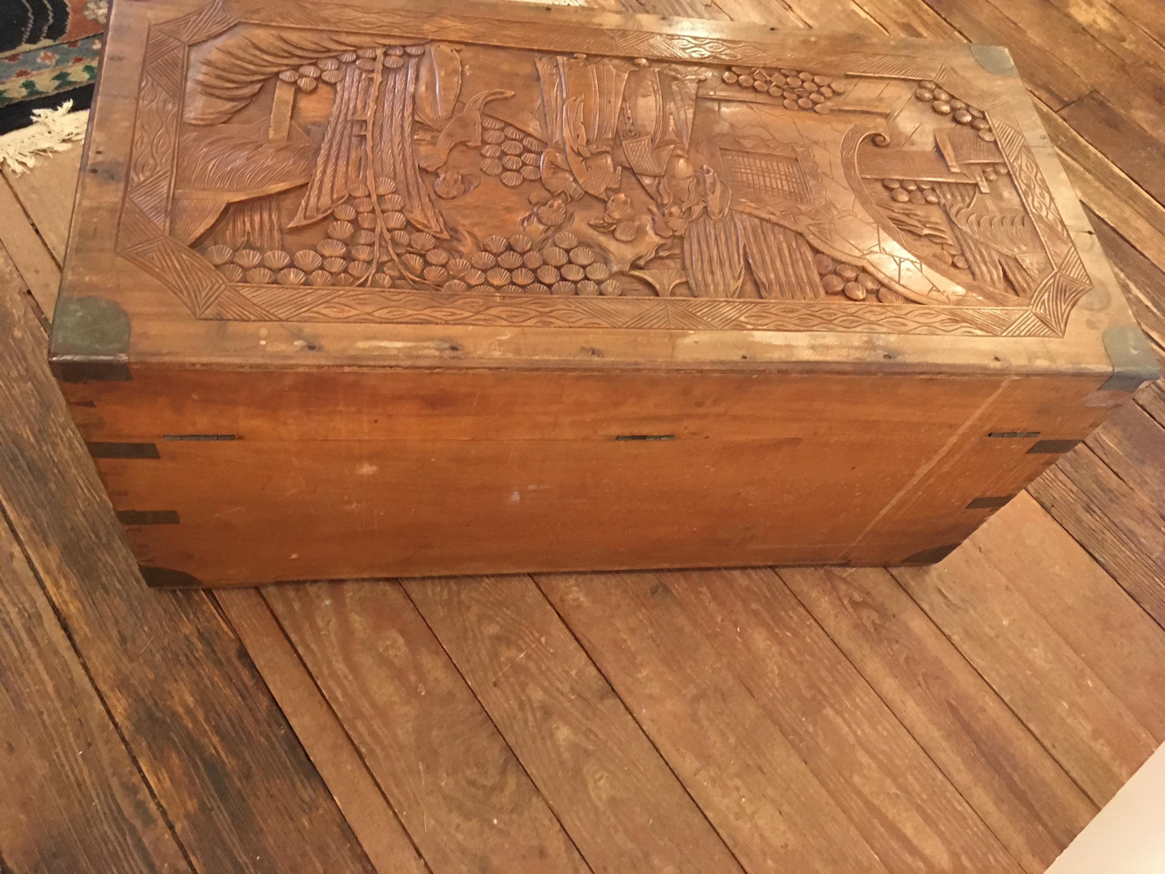Meticulously Carved Antique Chinese Trunk 3