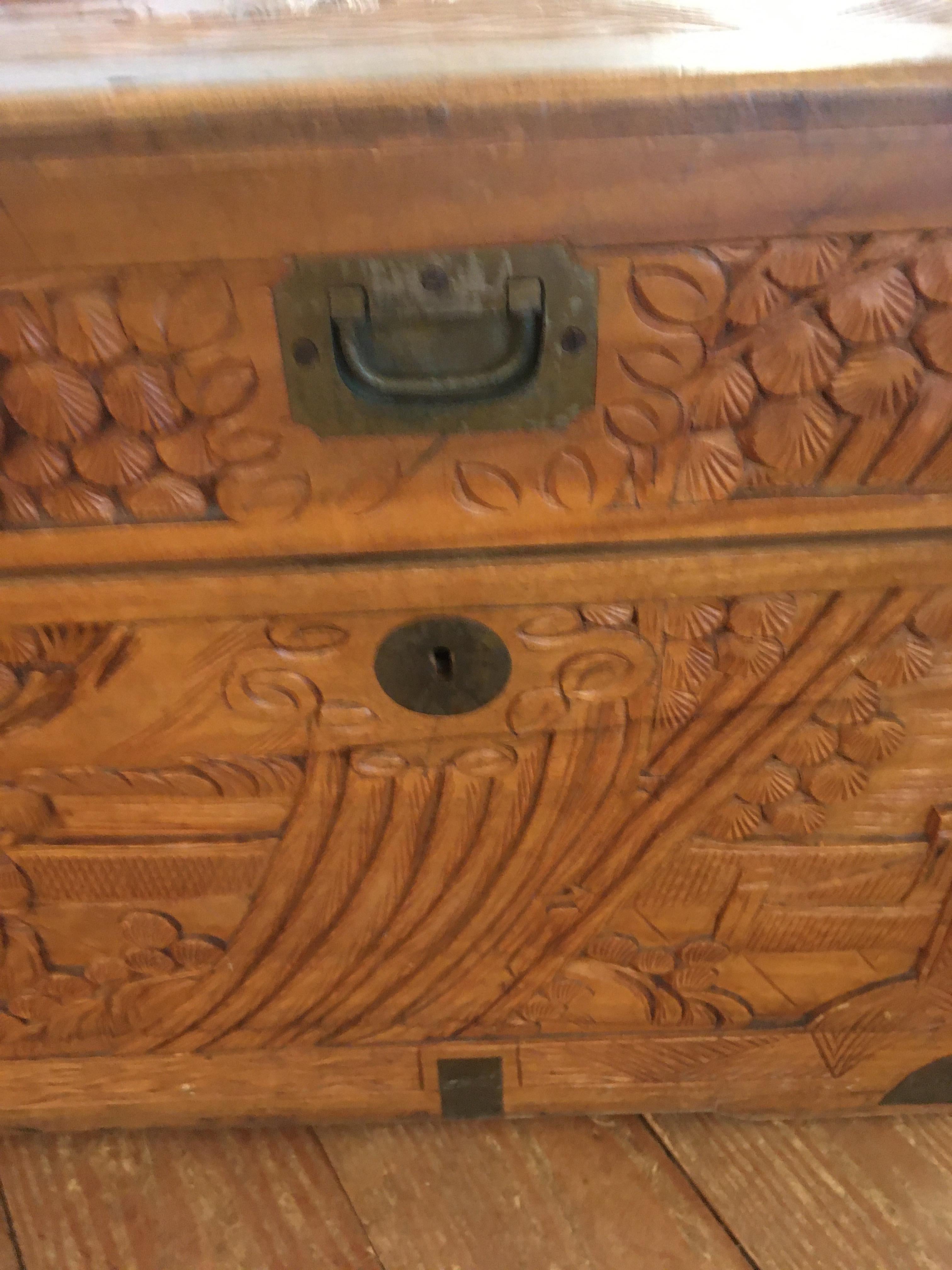 Mid-20th Century Meticulously Carved Antique Chinese Trunk