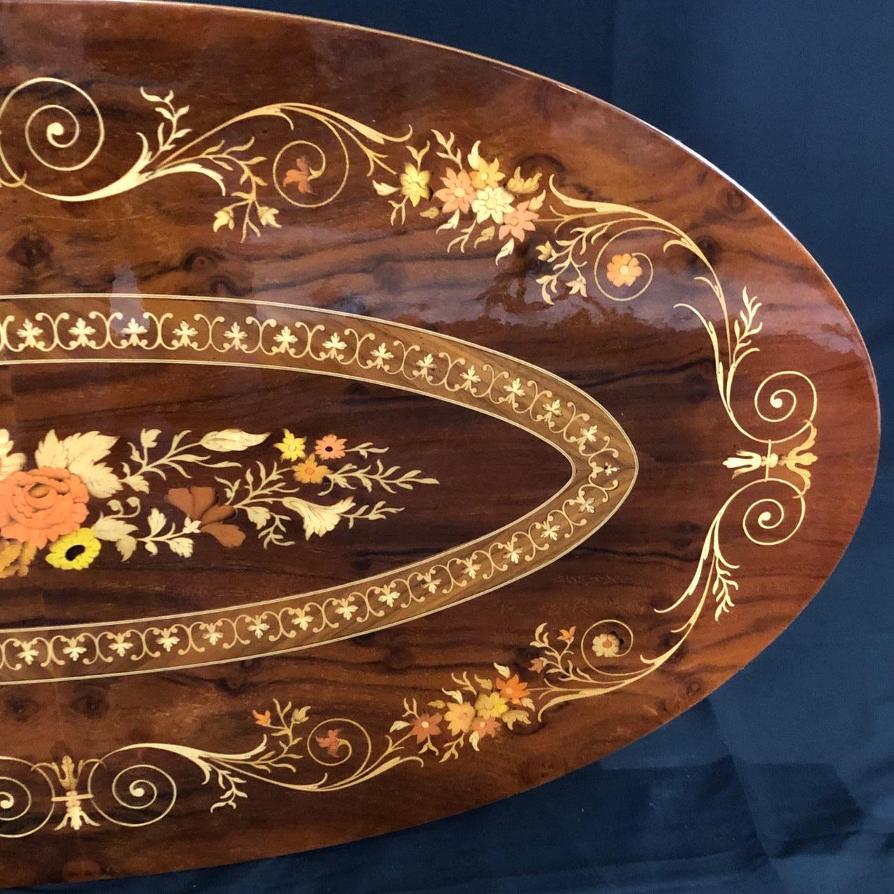 Meticulously Inlaid Italian Oval Coffee Table In Good Condition For Sale In Hopewell, NJ