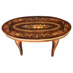 Vintage Meticulously Inlaid Italian Oval Coffee Table