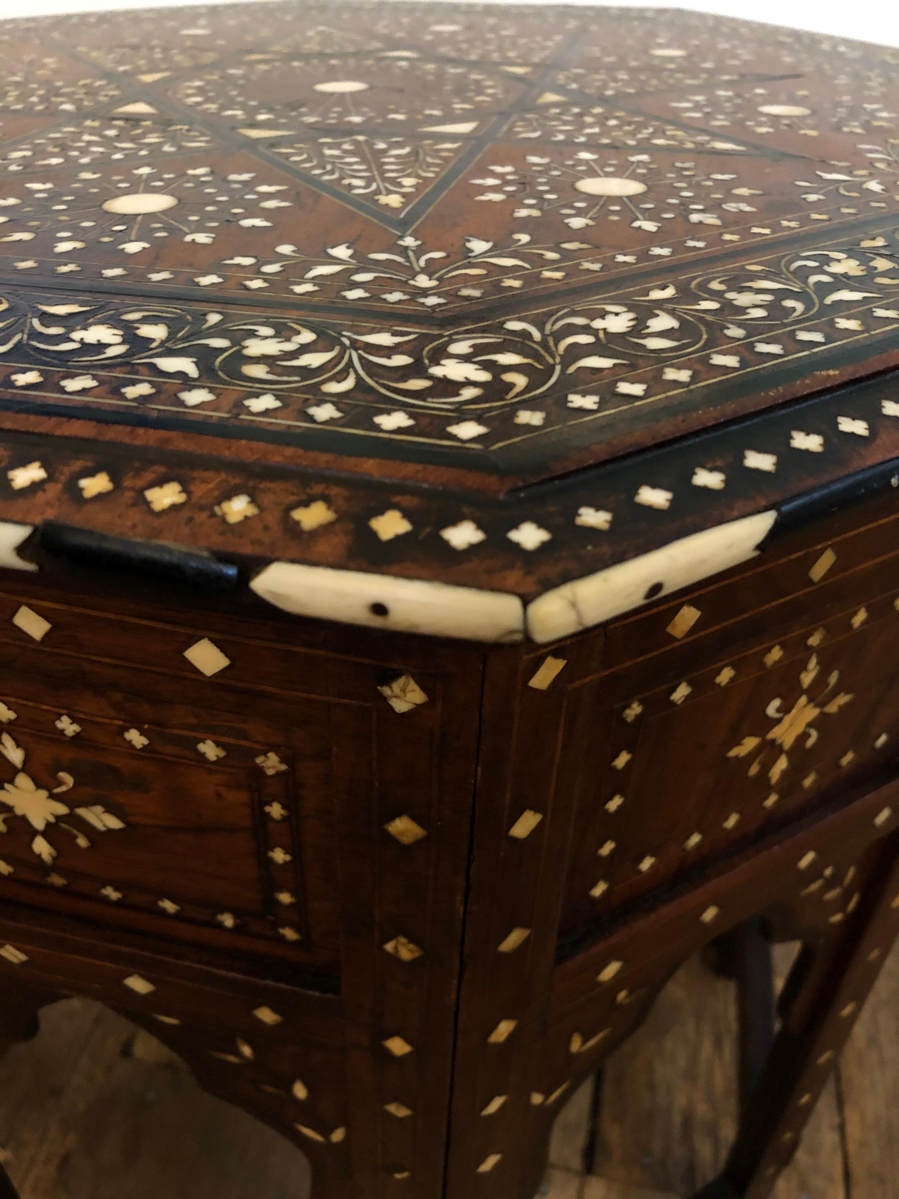 Meticulously Inlaid Moroccan or Anglo-Indian Side Table 4