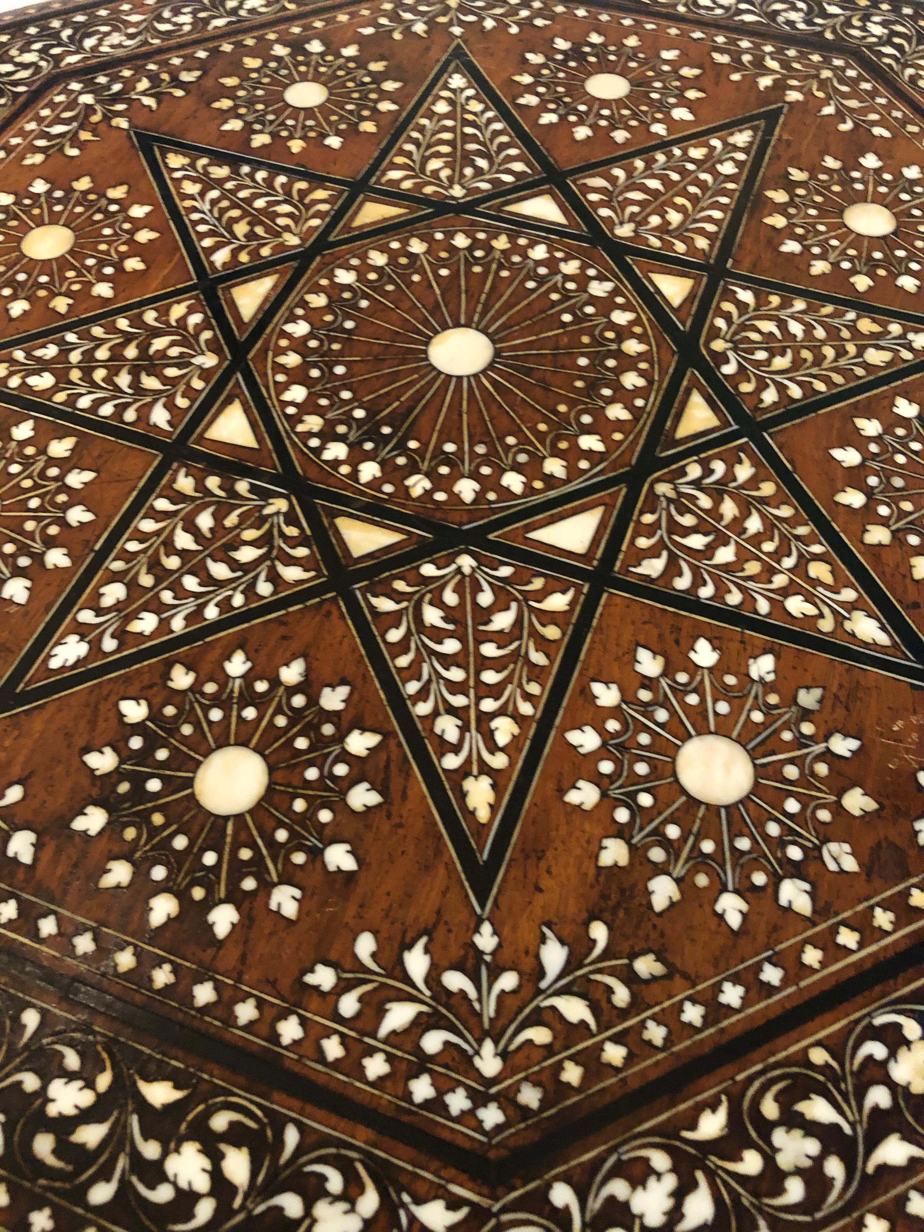 Meticulously Inlaid Moroccan or Anglo-Indian Side Table 5
