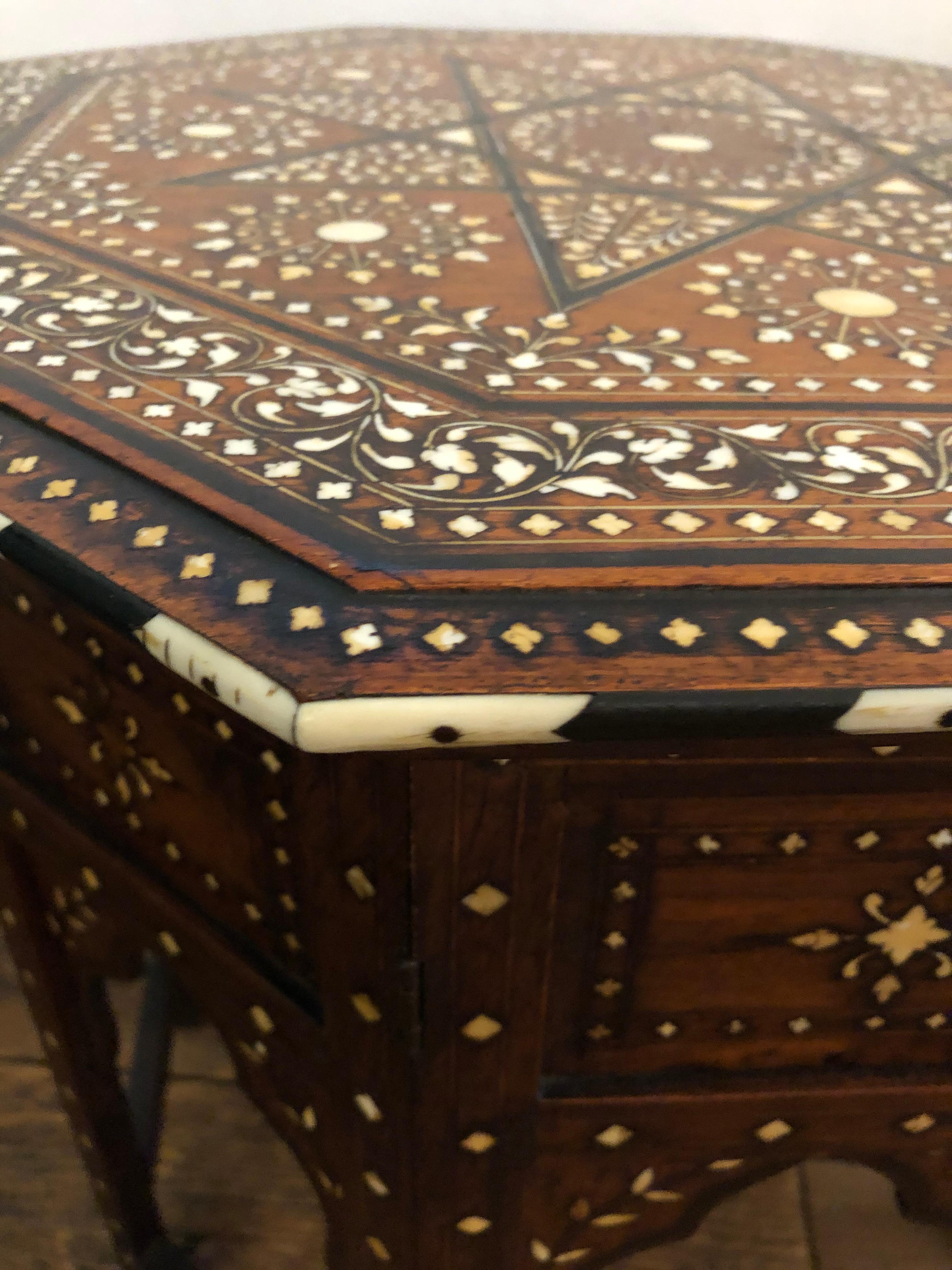 Meticulously Inlaid Moroccan or Anglo-Indian Side Table 6