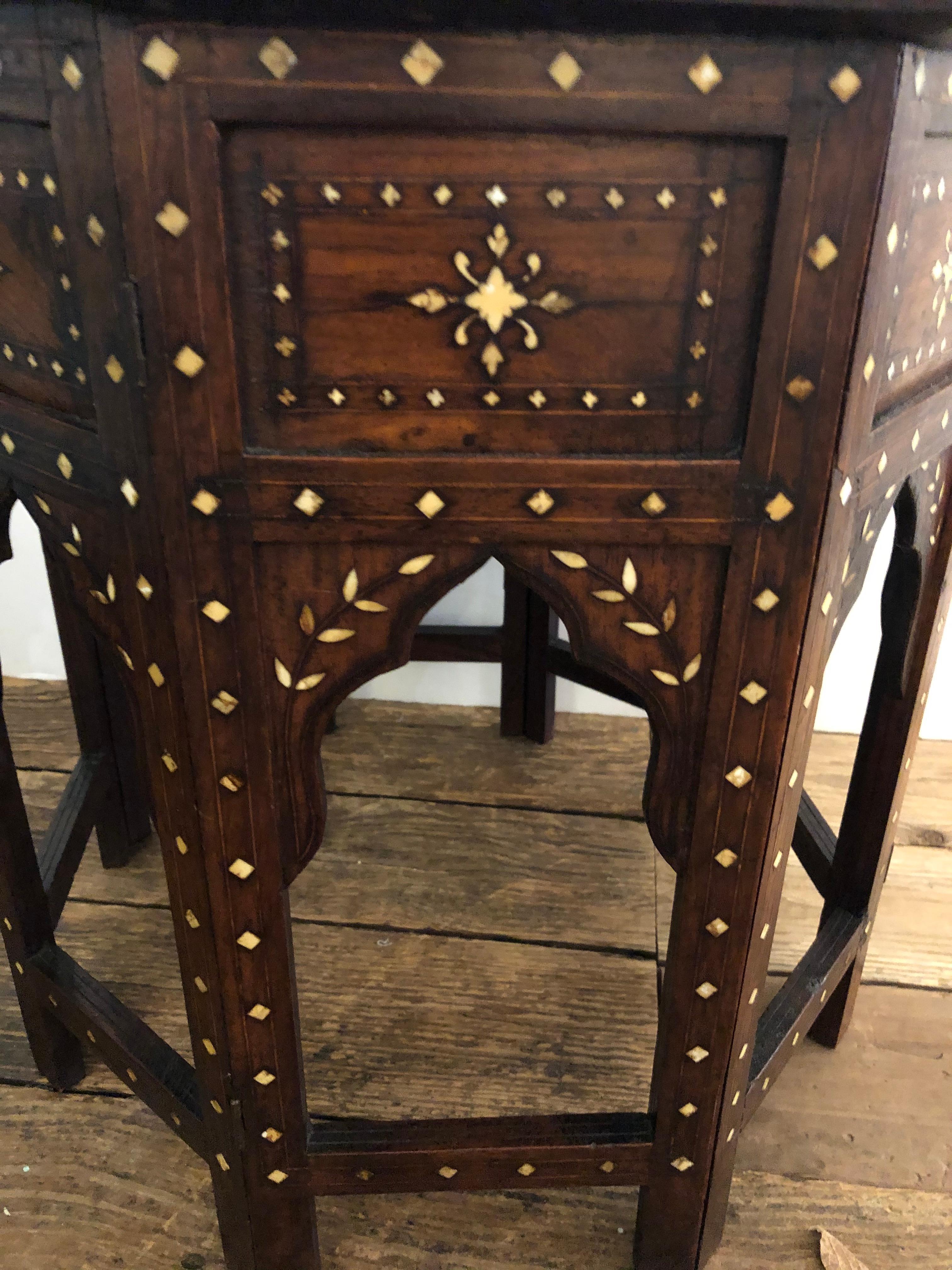 Moorish Meticulously Inlaid Moroccan or Anglo-Indian Side Table