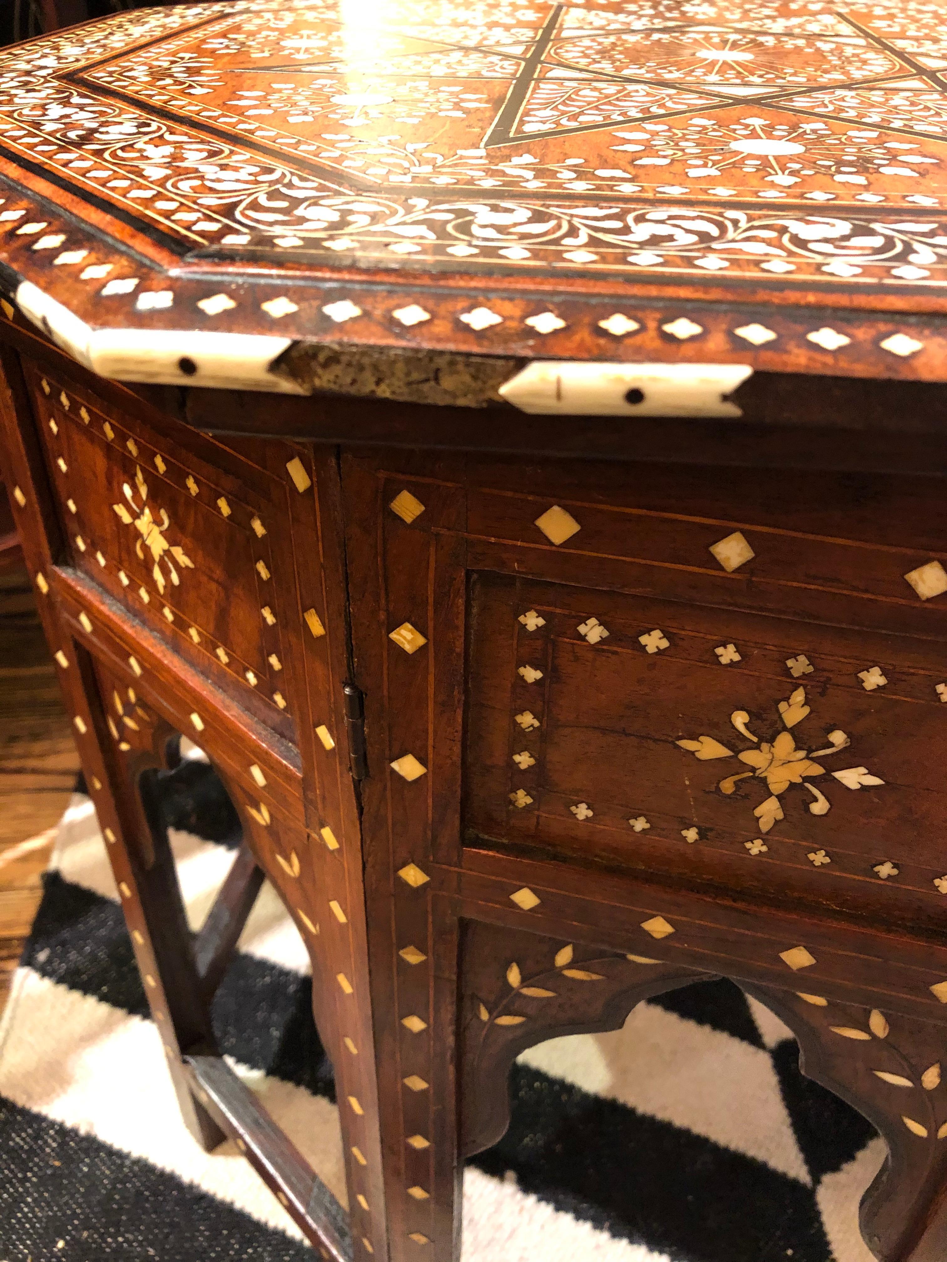 Inlay Meticulously Inlaid Moroccan or Anglo-Indian Side Table