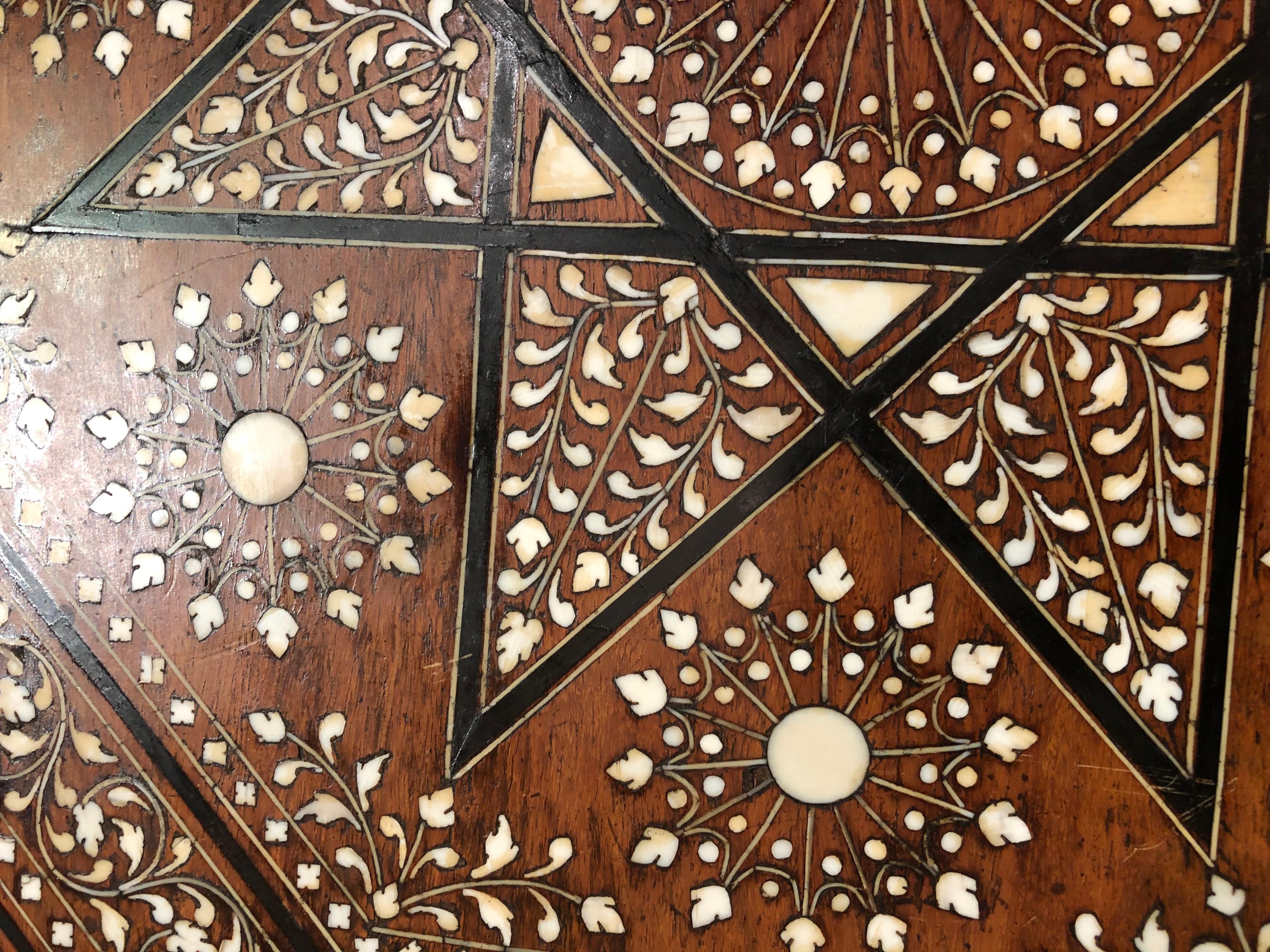 Meticulously Inlaid Moroccan or Anglo-Indian Side Table In Excellent Condition In Hopewell, NJ