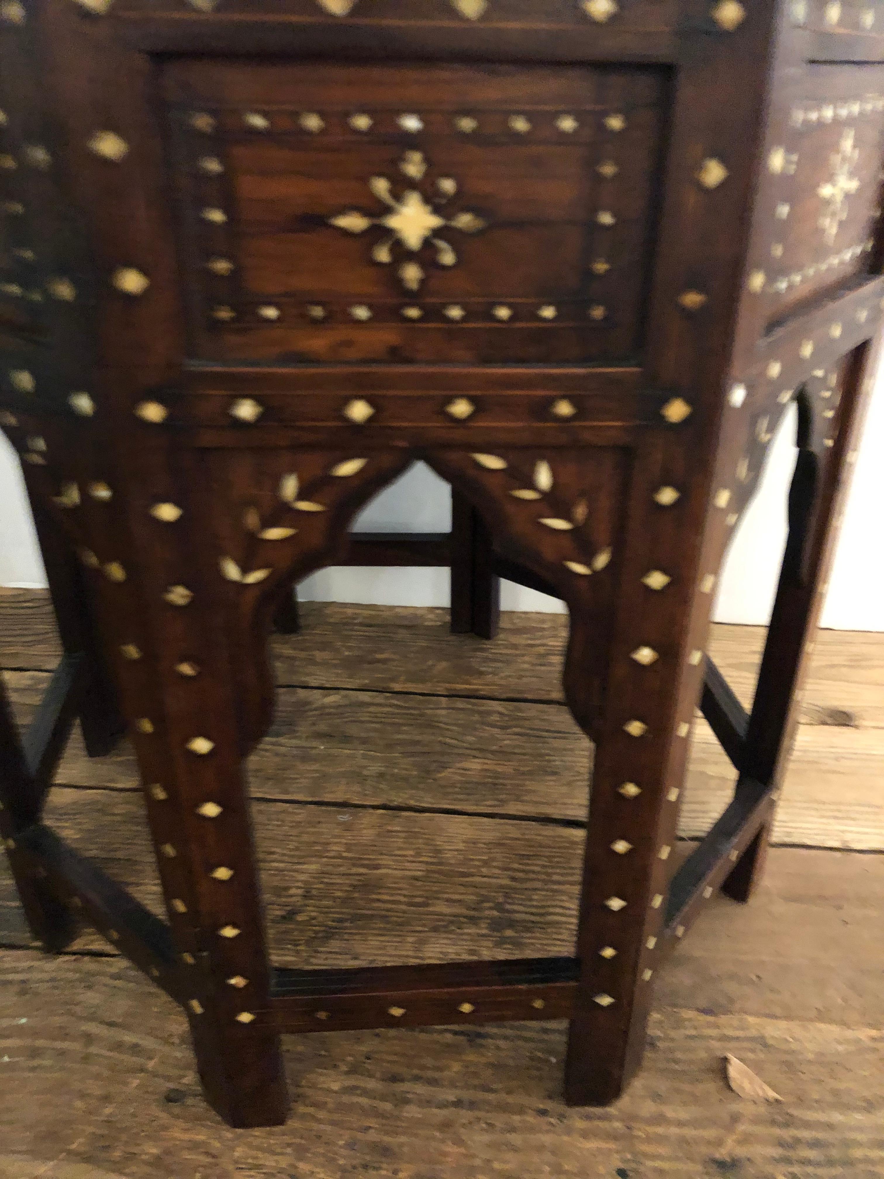 Meticulously Inlaid Moroccan or Anglo-Indian Side Table 1