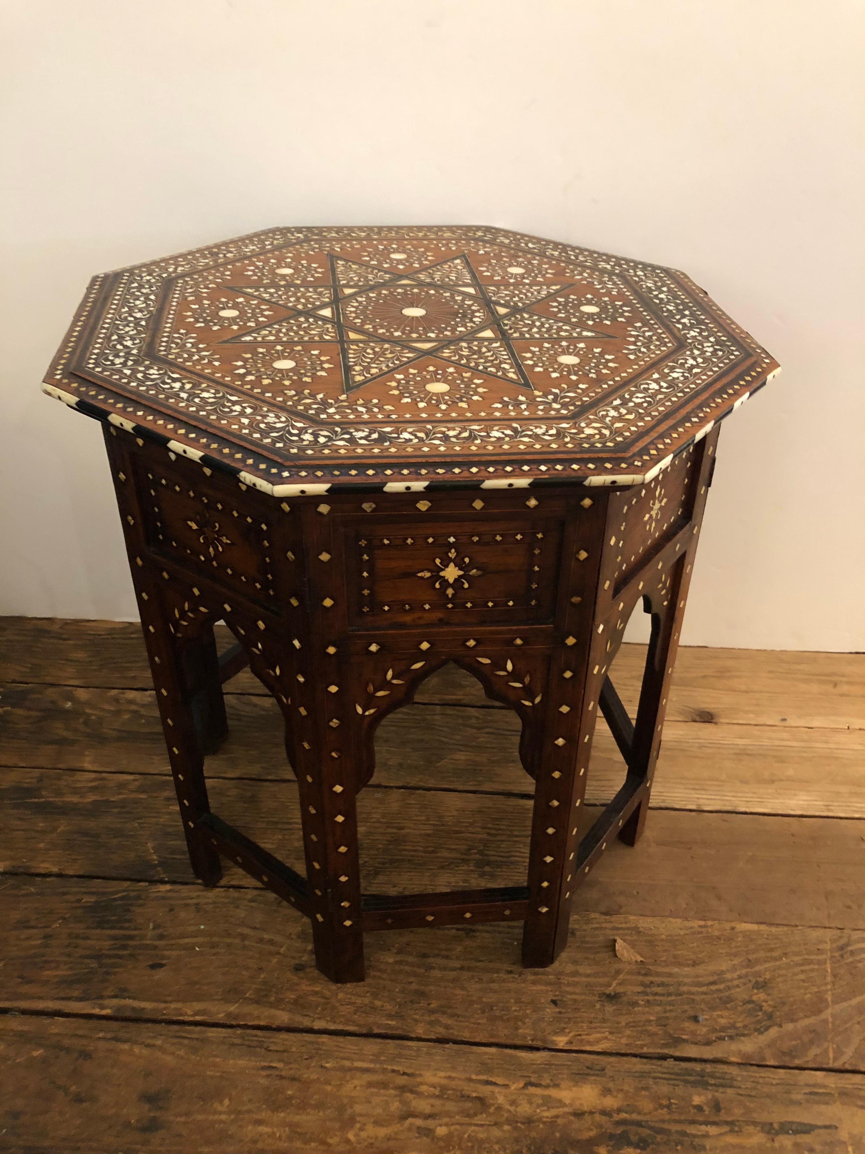 Meticulously Inlaid Moroccan or Anglo-Indian Side Table 2