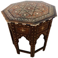 Meticulously Inlaid Moroccan or Anglo-Indian Side Table